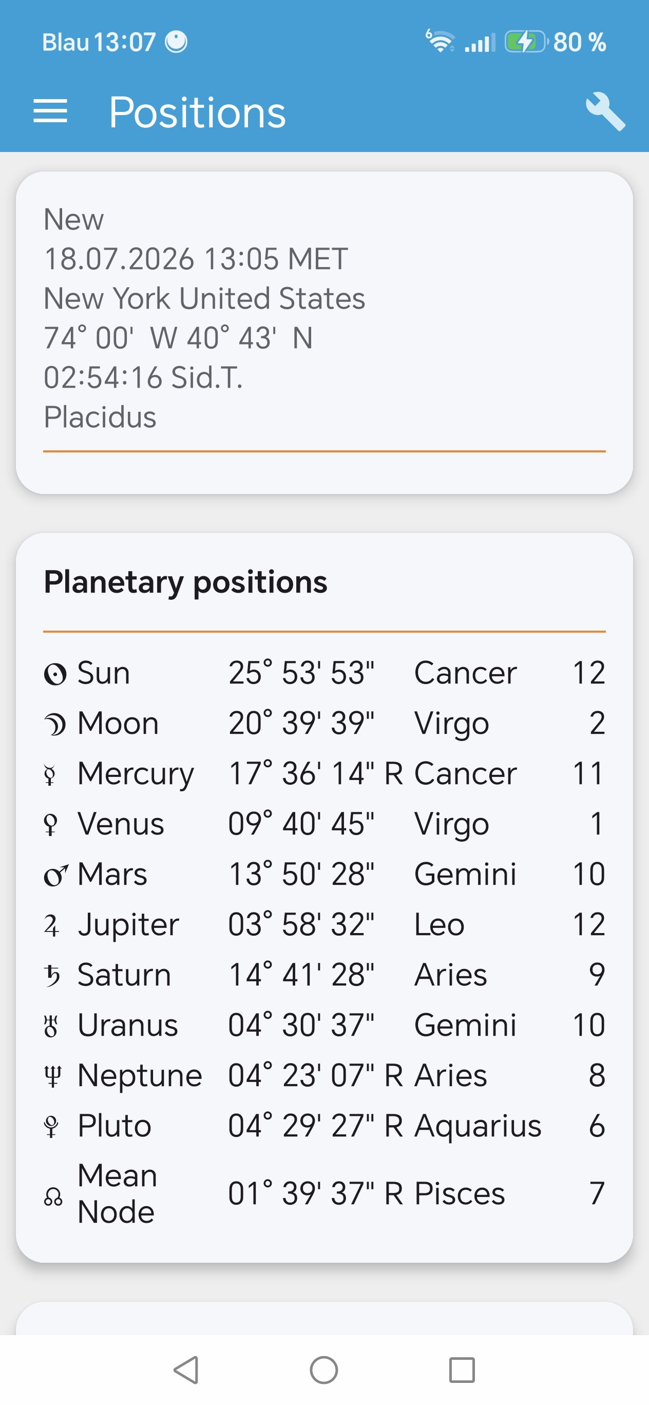AstroConnect Pro Positions